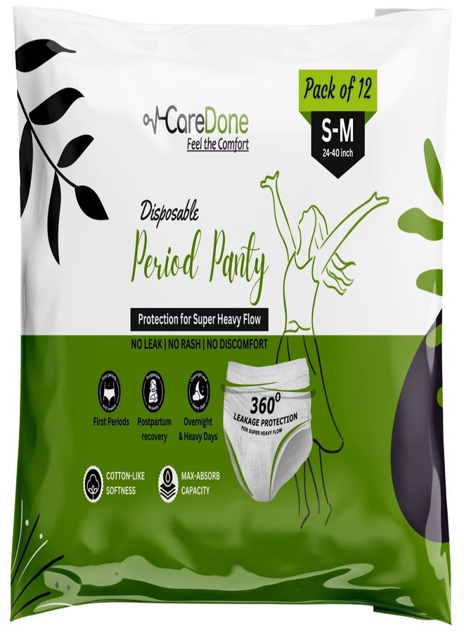 Caredone Disposable Period Panties (S-M) | 360° Protection for Super Heavy Flow | No Leakage, No Rashes, No Discomfort | All-Night Protection |12 Pcs. (DisposablePanty(Count-12), S-M) - Image 1